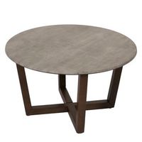 mesa de centro mesa auxiliar de madera y hdf diametro 80 cm aspecto hormigon estructura oscura 040008462