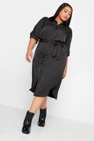 yours vestido midi camisero negro mujer curvy y tallas grandes yours