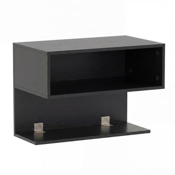 Costway Mesita de Noche Flotante Moderna con Estantes Abiertos Mesa Auxiliar de Pared para Dormitorio y Sala de Estar Negro