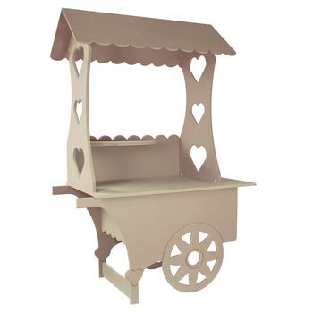 Kukoo Carrito De Dulces De Madera Mdf 199cm Para Matrimonio, Cumpleaños Y Bautismo