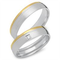 alianzas 8 quilates oro amarillo-blanco con diamante