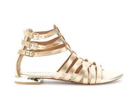 sandalias de piel con tiras cruzadas y 3 hebillas gold