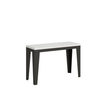 Mesa Tipo Libro 120/200x45/90 Cm Flame Double Fresno Blanco Estructura Antracita