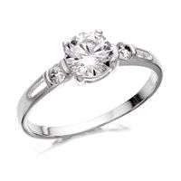 silver cubic zirconia solitaire ring - f6007-l