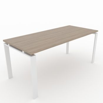 Mesa/escritorio Para Teletrabajo, Oficina Y Hogar. Estructura Marco Abierto Color Gris Plata. Tablero Color Olmo. Fabricado En España. (160 X 80 Cm).
