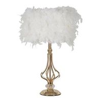 lampara de mesa con plumas blancas cm o 25x54