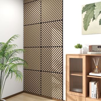Set De 4 Paneles Acústicos Vang 3d 1,44 M² Lamas Diagonales - Nogal Claro [neu.holz]