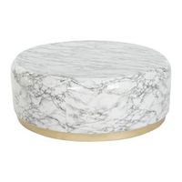 mesa centro hierro 119x119x45 simil marmol blanco
