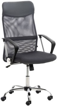Silla de oficina giratoria regulable en simil cuero gris