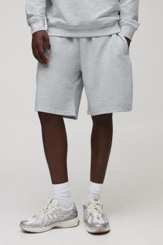 Pantalón Corto Básico Oversize De Largo Medio, Gris