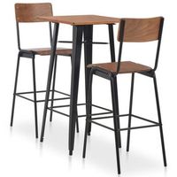 conjunto de mesa alta con taburetes 3 piezas acero negro vidaxl