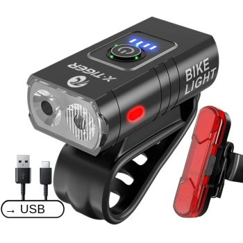 Set de luces para bicicleta de 1000LM de brillo con 6 modos de luz, batería de 1200mAh, carcasa de aleación de aluminio