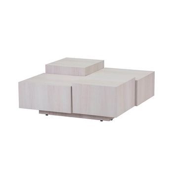 Mesa De Centro Con Efecto Flotante Nayeli - 96 X 96 Cm Beige