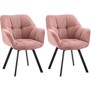 Juego De 2 Sillas De Comedor Jordi Cord Pana Rosa 59x60x81 Cm Clp