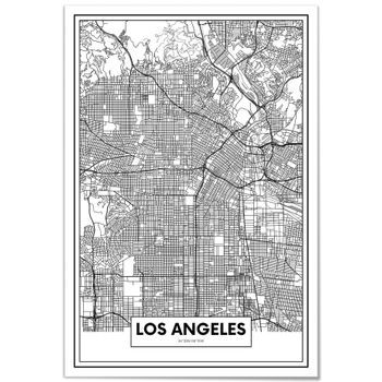 Panorama Cuadro Metacrilato Enmarcado Mapa Ciudad Los Ángeles 70x100 Cm
