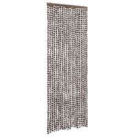 cortina antimoscas chenilla marron y blanco 90x200 cm