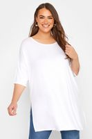 camiseta blanca oversized aberturas laterales mujer curvy y tallas grandes yours