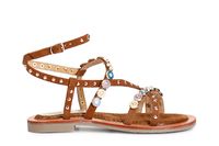sandalias cruzadas asimetricas de ante con complementos tan