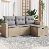 conjunto de sofas jardin con cojines beige mezcla 4 uds  mueble jardin mesa y sillas ratan pe cfw929952