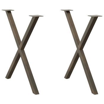 Patas Para Mesa De Comedor En Forma De X (2 Unidades, Acero Natural, 70 X 72-73 Cm) Vidaxl