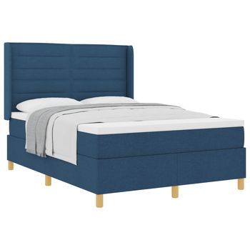Cama Tapizada 193x143x128 Cm Madera - Azul
