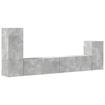 Set De 4 Uds Muebles Tv | Mueble De Salón | Armario Tv Madera Contrachapada Gris Hormigón