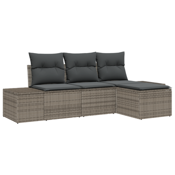 Juego De Sofás De Jardín De 4 Uds Con Cojines Gris Ratán Sintético Cfw380942