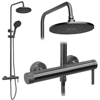 Conjunto De Ducha Rea Rivo Js-7028gg, Titanium 33 X 29,5 X 126,5 Cm