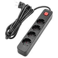 aigostar regleta enchufes alargador enchufe de 4 enchufes con interruptor cable de 3 metros negro