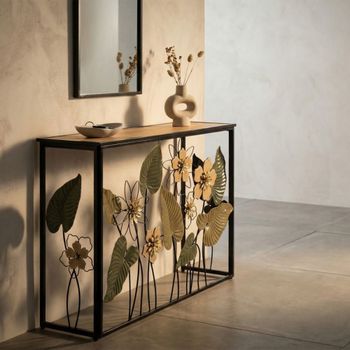 Consola de metal y madera multicolor 108x36,8x80 cm