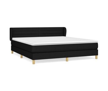 Cama box spring con colchón tela negro 160x200 cm rayas horizontales