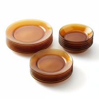 vajilla 18 piezas lys ambar vidrio templado fabricado en francia