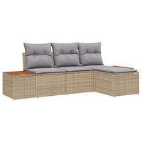 juego de sofa de jardin de 4 uds con cojines beige de ratan cfw574320