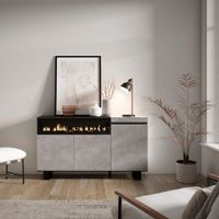 aparador efecto madera cemento 150x35x87cm chimenea efecto fuego