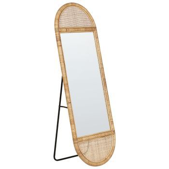 Espejo De Pie Chic De Ratán 150x50 Cm Estilo Boho Salón Dormitorio Accesorios Para El Hogar Natural Barges
