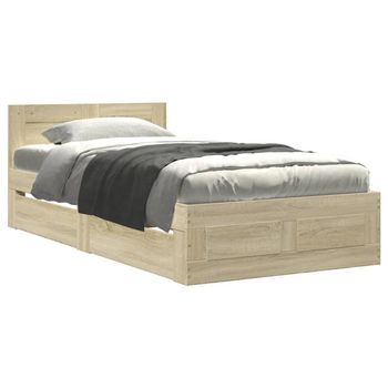 Cama Con Cabecero Madera De Ingeniería Roble Sonoma 100x200 Cm Vidaxl