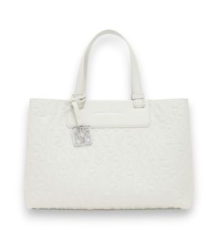 A|X Armani Exchange para mujer. XW001222AF15774U6275 Bolso con logotipo integral (OSFA), Beige, Casual, Poliéster