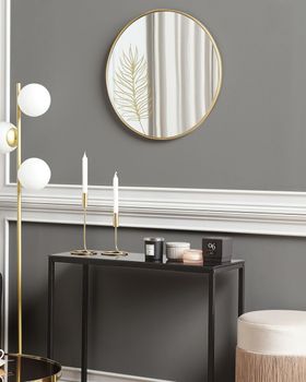 Espejo de pared de derivado de madera dorado 57x57