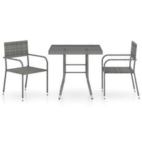 set comedor jardin 3 uds  mueble jardin mesa y sillas ratan sintetico gris antracita y gris