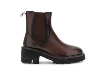 botines de piel con elástico y tina dark brown