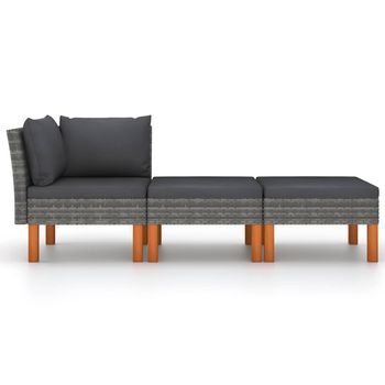 Conjunto Muebles De Jardín 3 Uds | Mesa Y Sillas Ratán Sintético Madera Eucalipto