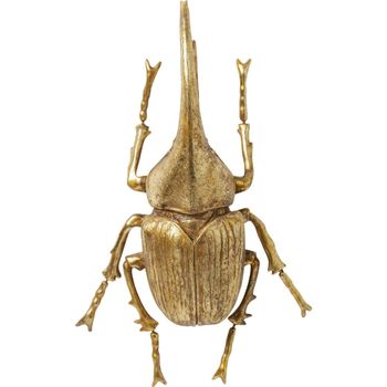Deco de pared insecto escarabajo en polyresine doree