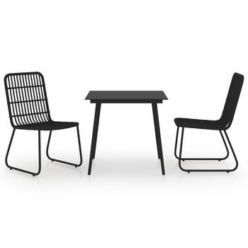 Juego De Comedor Para Jardín 3 Uds | Mueble Jardin Mesa Y Sillas Ratán Sintético Y Vidrio