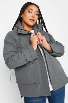 Yours Cazadora Ligera Gris Antracita Con Capucha, Mujer Curvy Y Tallas Grandes, Yours