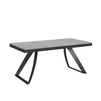 Mesa extensible 90x180/284 cm efecto madera gris cemento, hierro