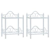 conjunto de 2 mesitas de noche acero vidrio templado 45x305x60cm blanco 1402032