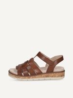 caprice sandal brown made of leather without heel size 39