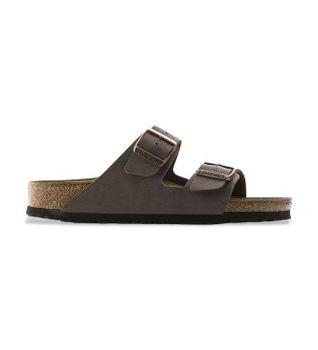 Birkenstock para mujer. 151183 Sandalias de Piel Arizona Birko-Flor Nubuck (Ajuste Estrecho) marrón (41), Plano, Ninguno, Casual