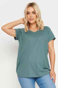 Yours Camiseta Básica Verde De Manga Corta, Mujer Curvy Y Tallas Grandes, Yours