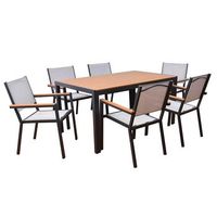 grupo de asientos de jardin con aspecto de madera cantos sedia